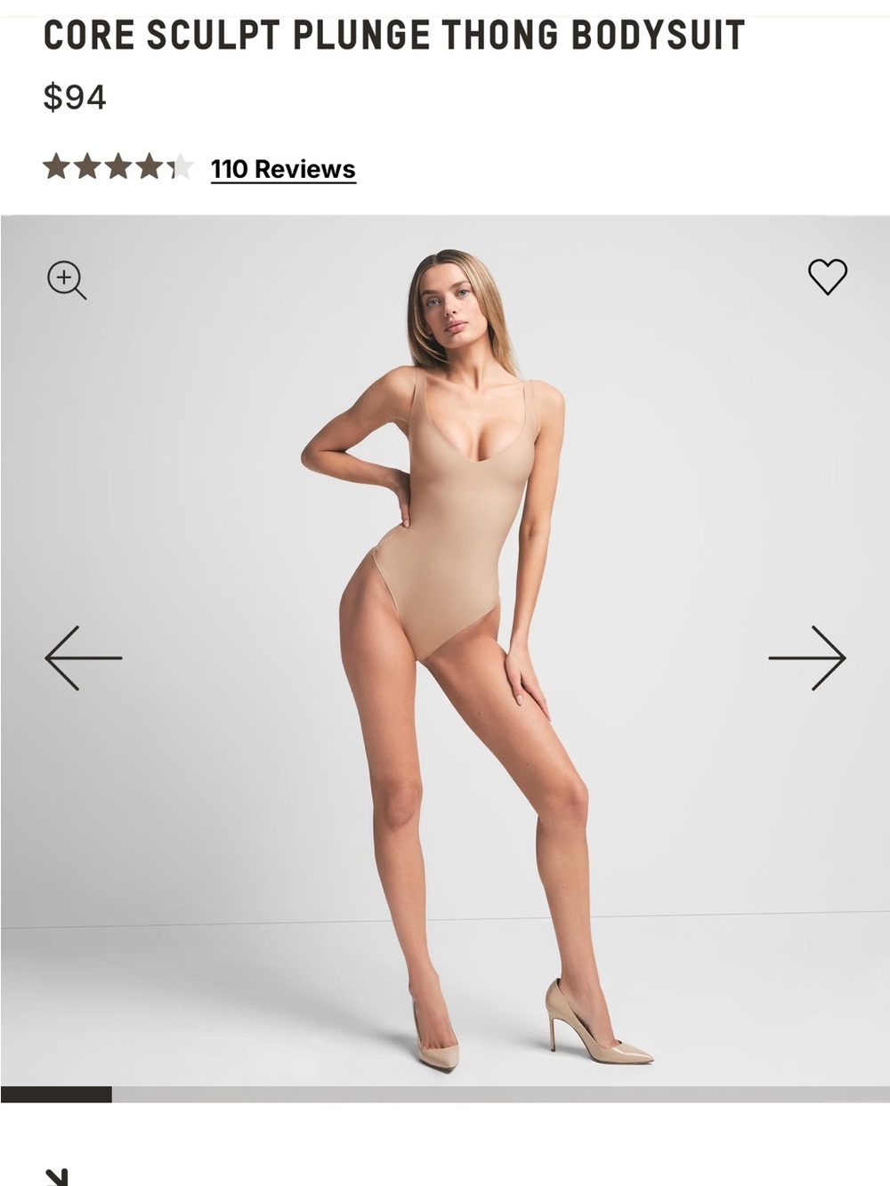 Skims Core Sculpt Plunge Thong Bodysuit - Nude